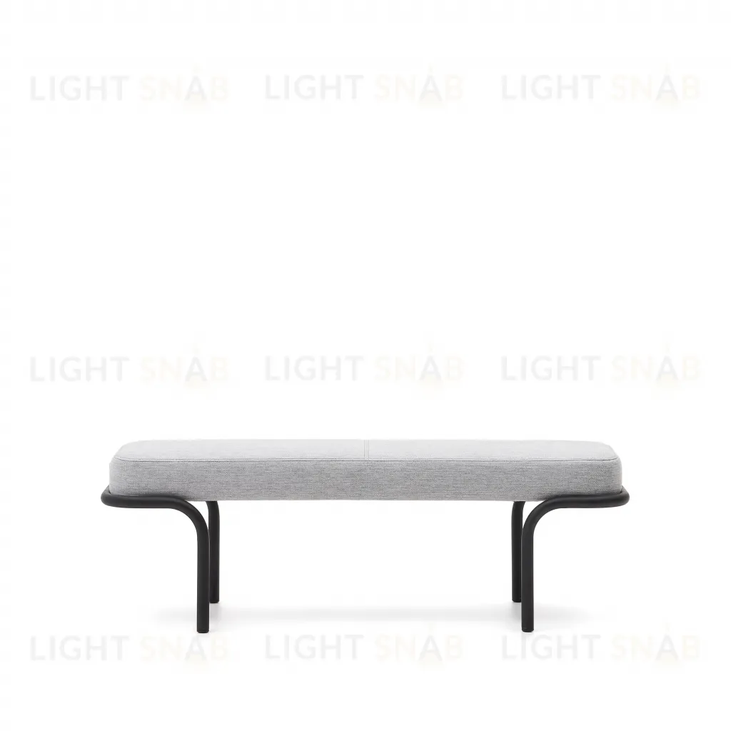 Compo Скамья из серой ткани и черного металла 130 см 190065