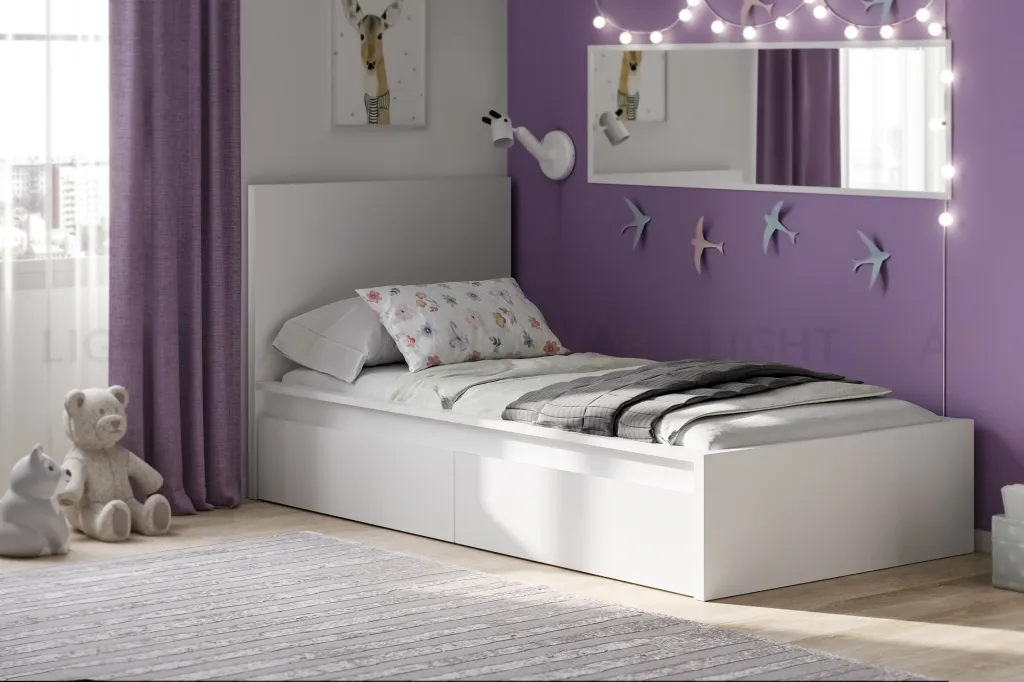 S01033 Варма Сэнг 90 кровать, 106х208х100/38, белый S01033