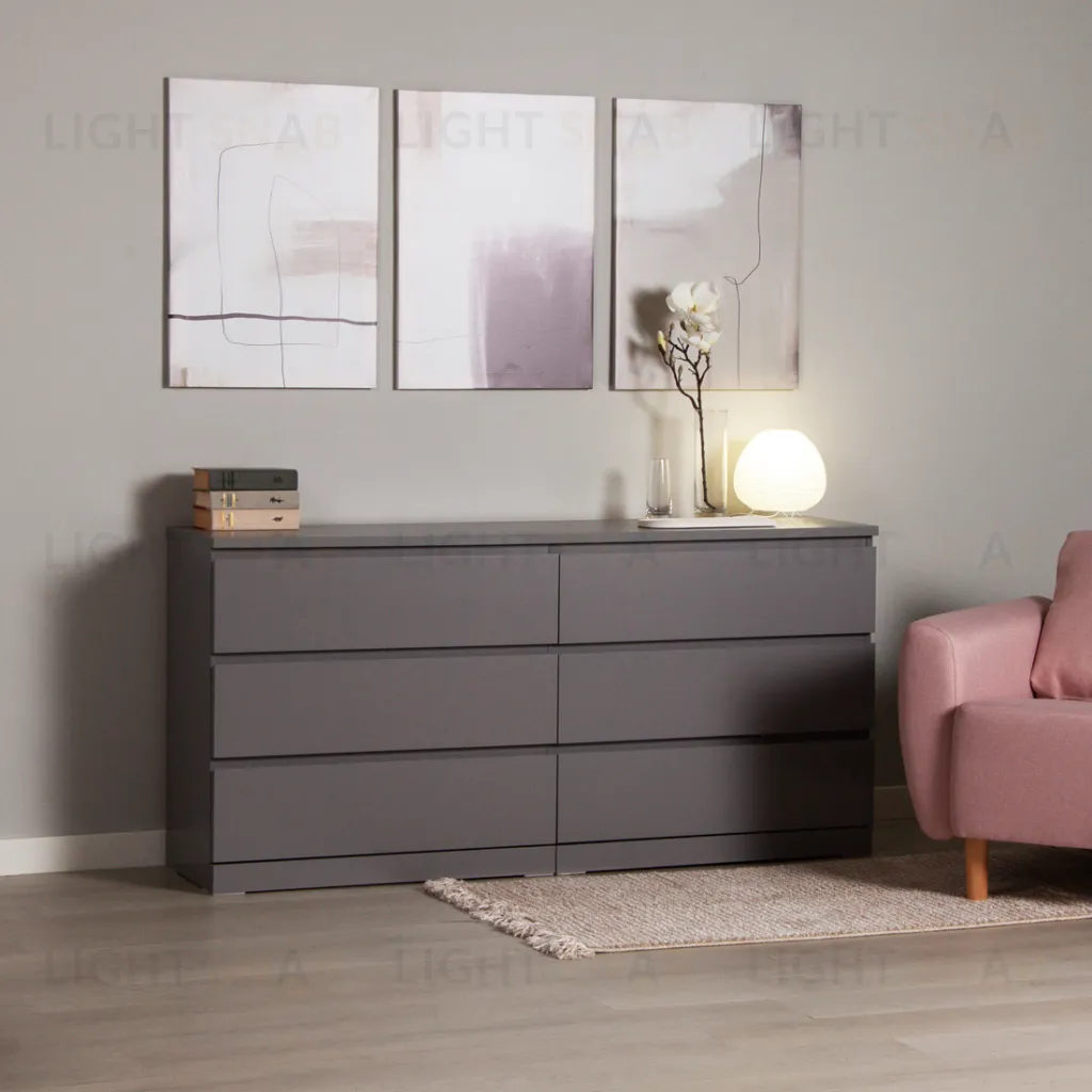 S01088 Варма 6Д комод 160х77х40, серый S01088