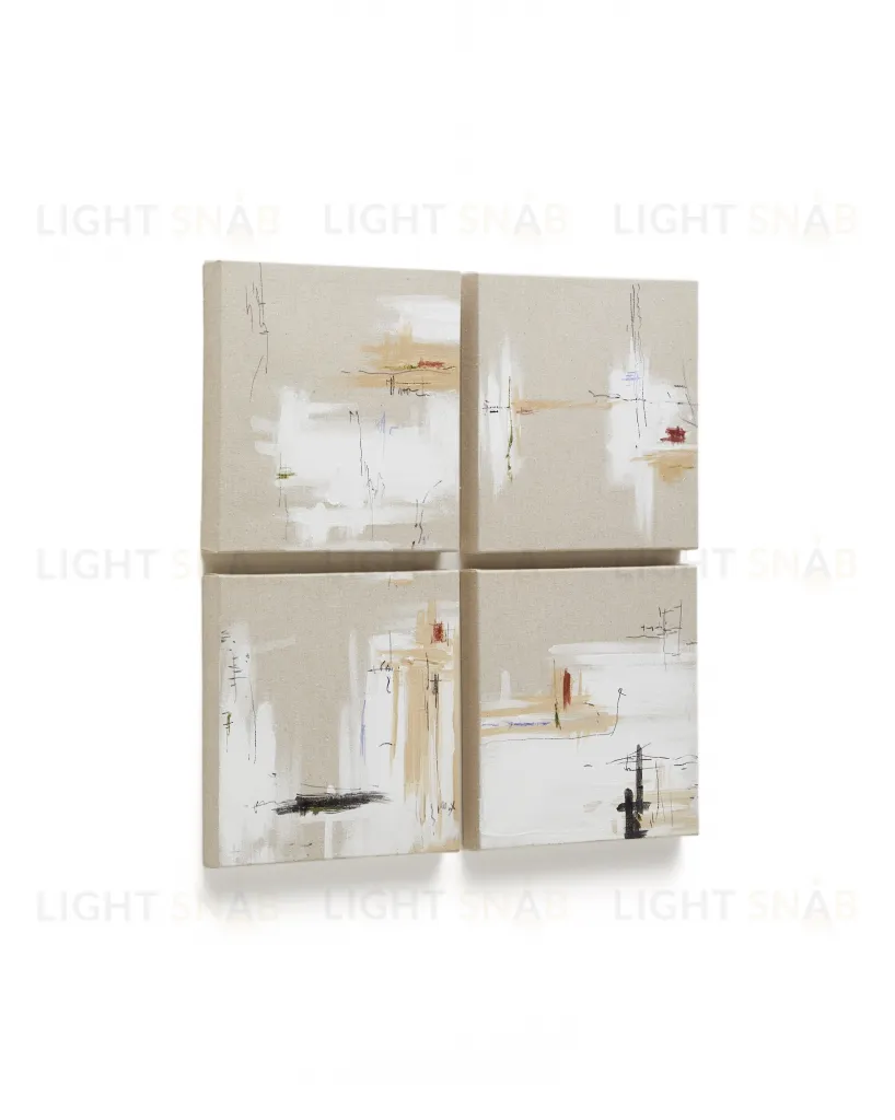 Selnir Набор из 4 картин на льняной основе белого и бежевого цвета 30 х 30 см 190007