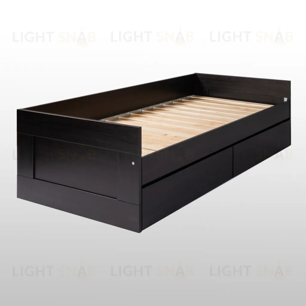 Кровать двуспальная СИРИУС раздвижная шириной 80(160) см, с ортопедическим основанием Лурой и двумя выдвижными ящиками, цвет Дуб Венге 2.02.08.460.5