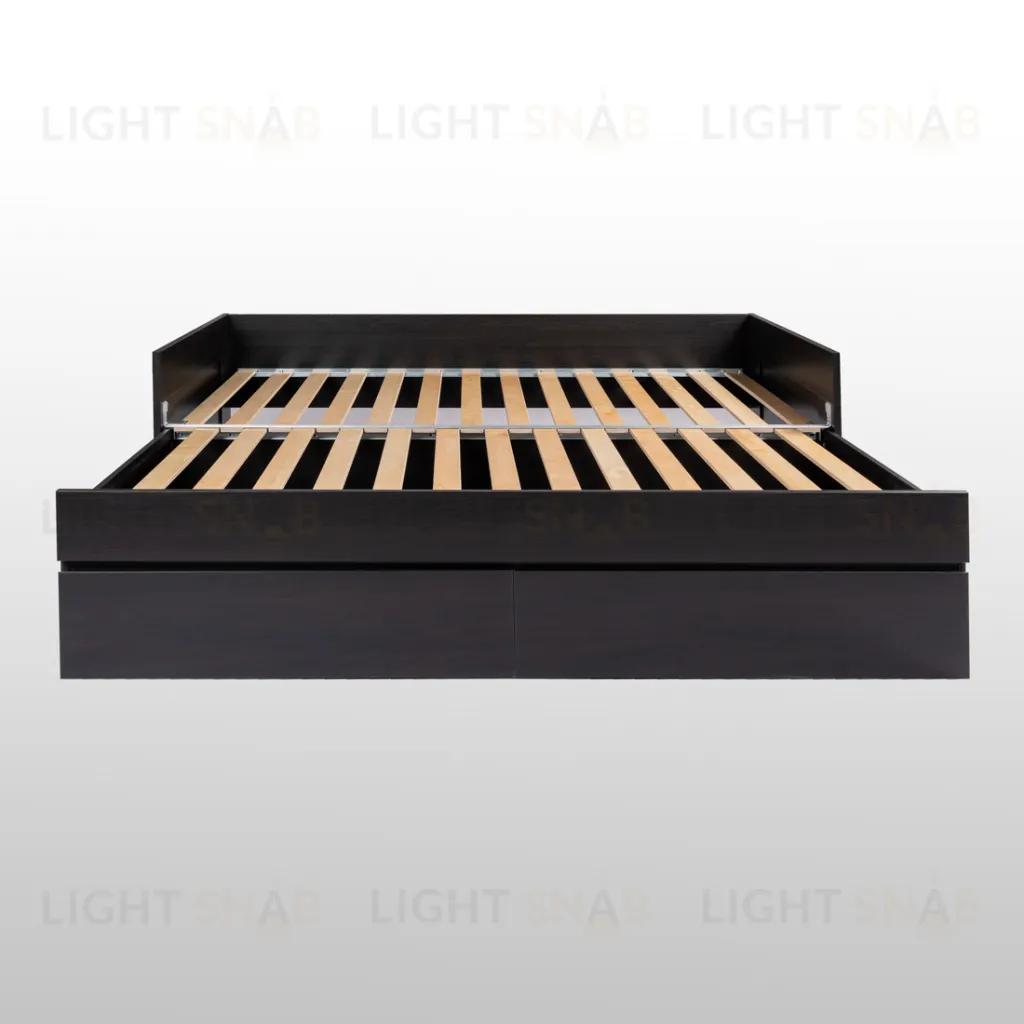 Кровать двуспальная СИРИУС раздвижная шириной 80(160) см, с ортопедическим основанием Лурой и двумя выдвижными ящиками, цвет Дуб Венге 2.02.08.460.5