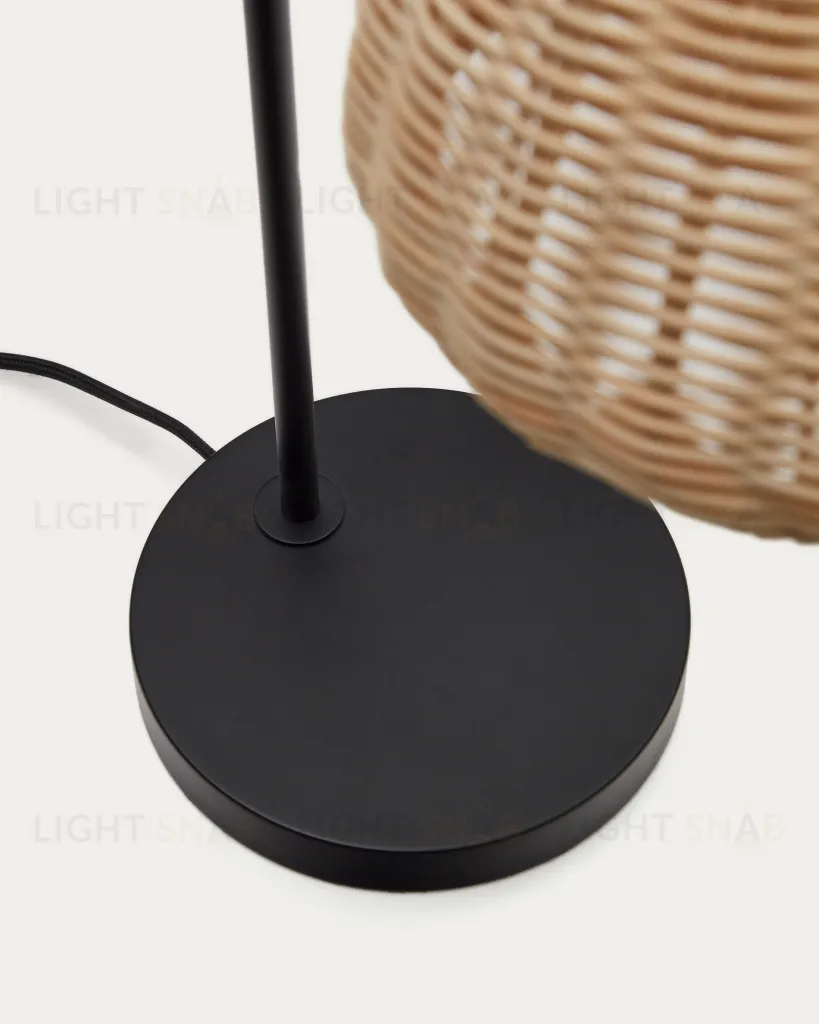 Damila Настольная лампа из ротанга и черного металла 174938