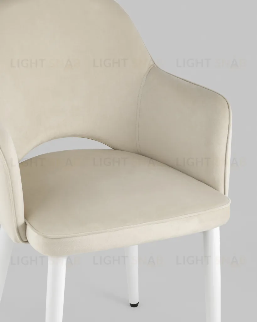Стул Венера велюр кремовый ножки белые УТ000037662