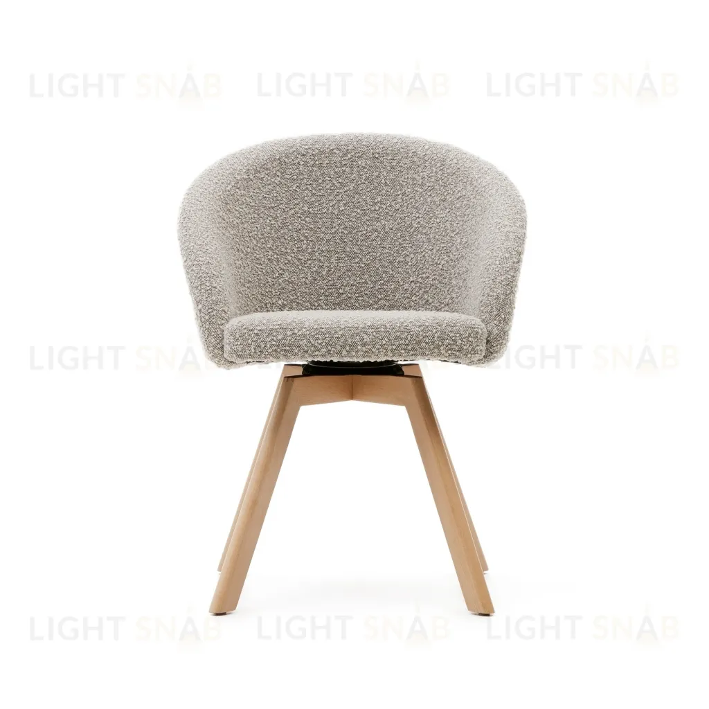 Marvin Поворотный стул из серого флиса с ножками из ясеня 181477