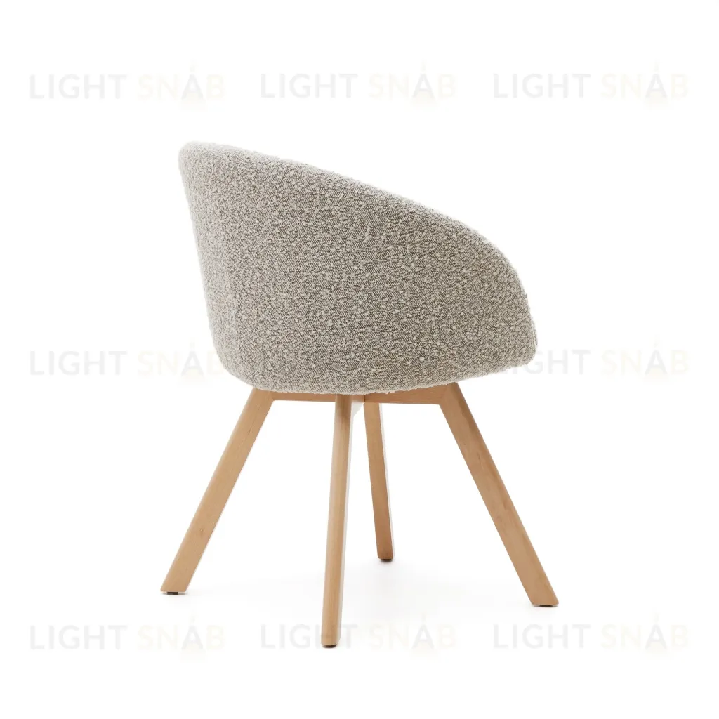 Marvin Поворотный стул из серого флиса с ножками из ясеня 181477