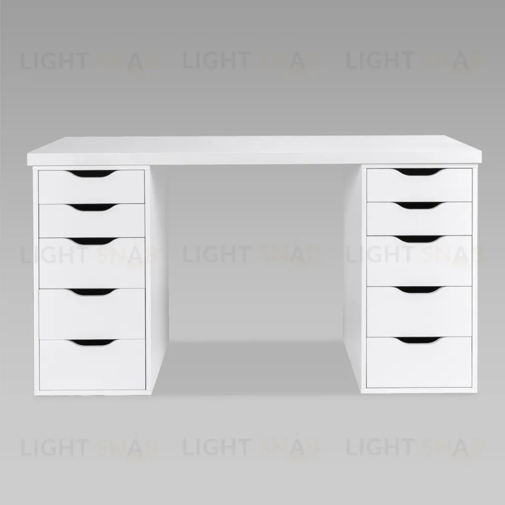 Стол письменный Ингар белый, 140x75, с двумя тумбами S00470