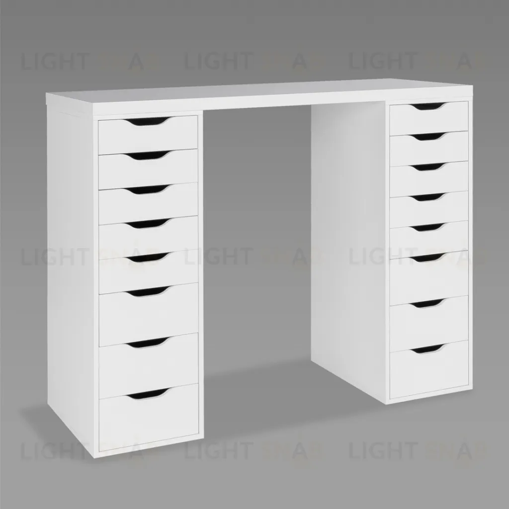 Стол письменный Ингар белый, 140x75, с двумя высокими тумбами S00487