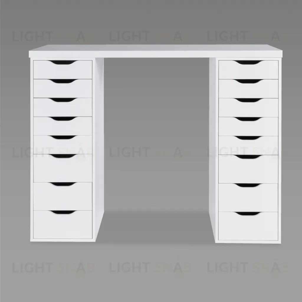 Стол письменный Ингар белый, 140x75, с двумя высокими тумбами S00487