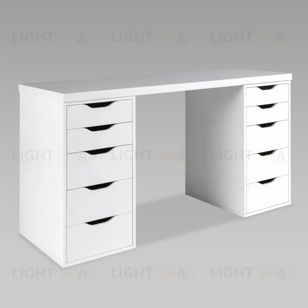 Стол письменный Ингар белый, 140x75, с двумя тумбами S00470