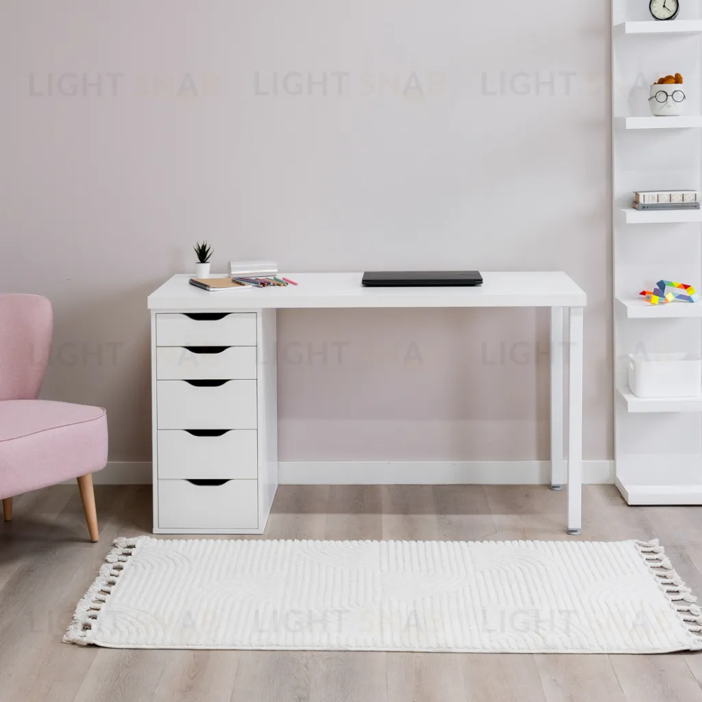 Стол письменный Ингар белый, 140x75, с одной тумбой S00456