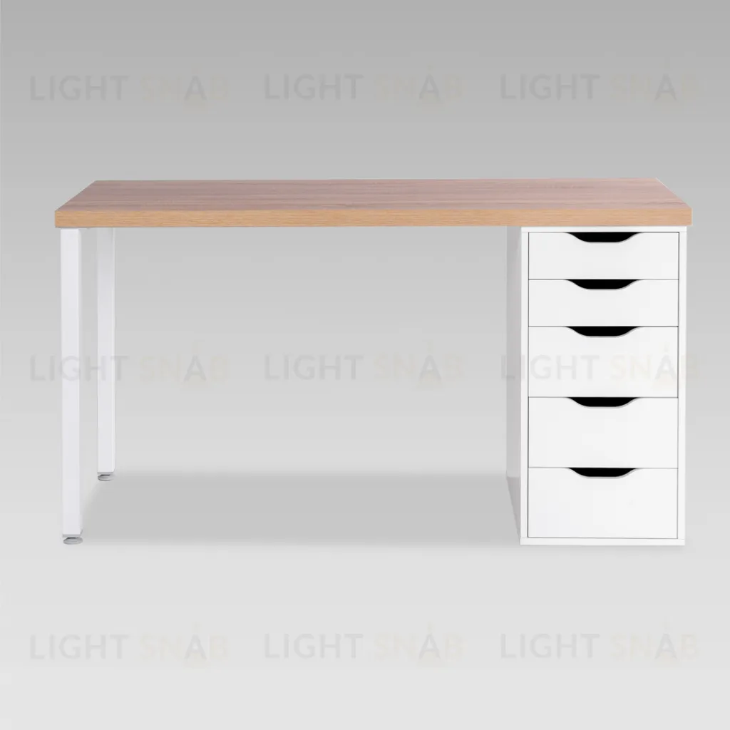 Стол письменный Ингар 2/5Т 140x75x55, дуб беленый/белый S00906