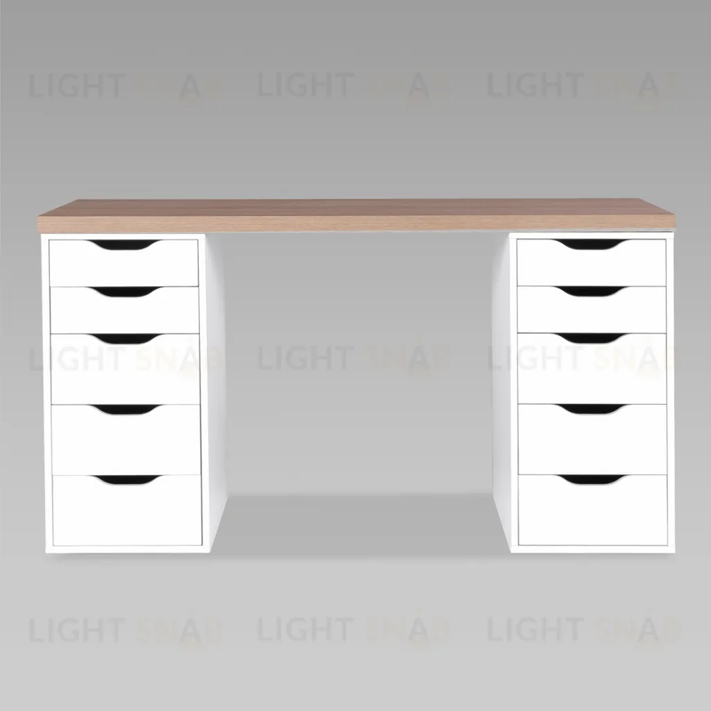 Стол письменный Ингар 2/55 140x75x55, дуб беленый/белый S00920