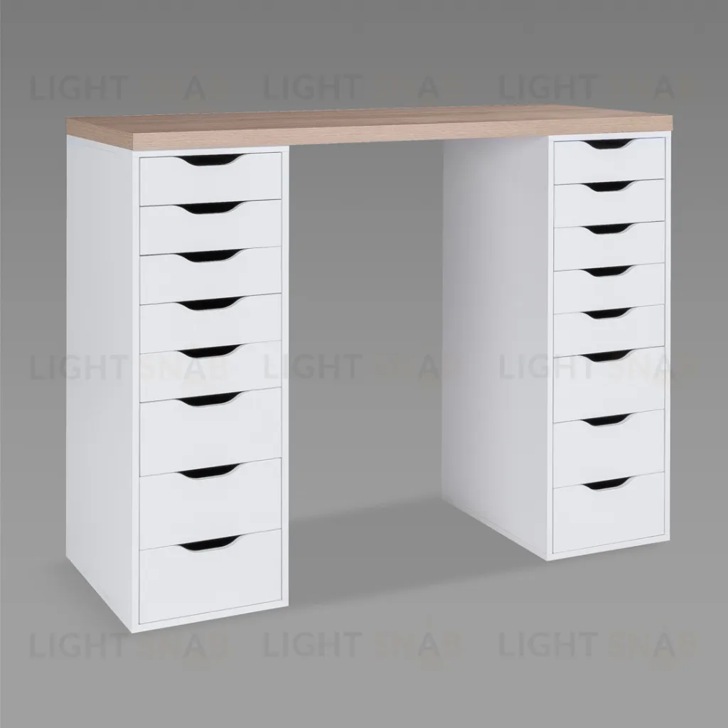 Стол письменный Ингар 2/88 140x106x55, дуб беленый/белый S00937