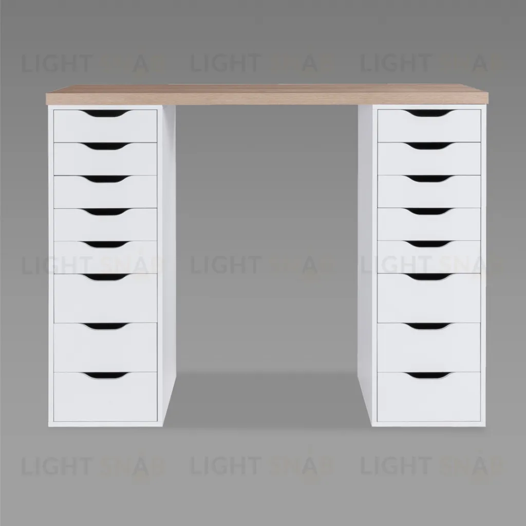 Стол письменный Ингар 2/88 140x106x55, дуб беленый/белый S00937