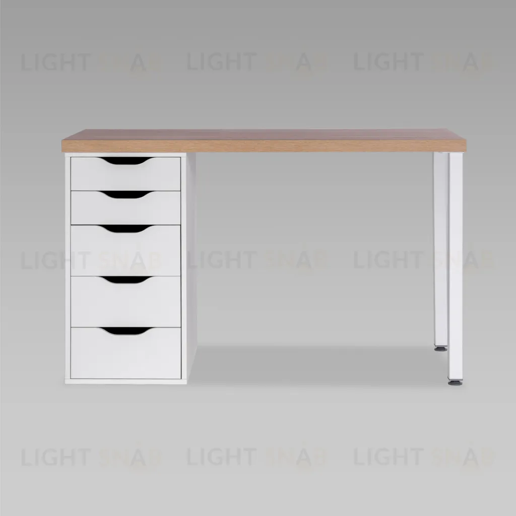 Стол письменный Ингар 1/5Т 120x75x55, дуб беленый/белый S00883