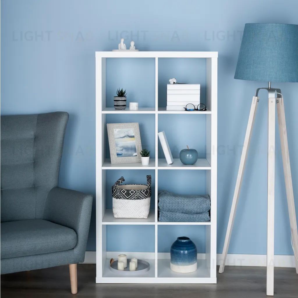 Стеллаж Фора 8, прямоуголной формы с двумя рядами ячеек, тамбурат, цвет белый S00036