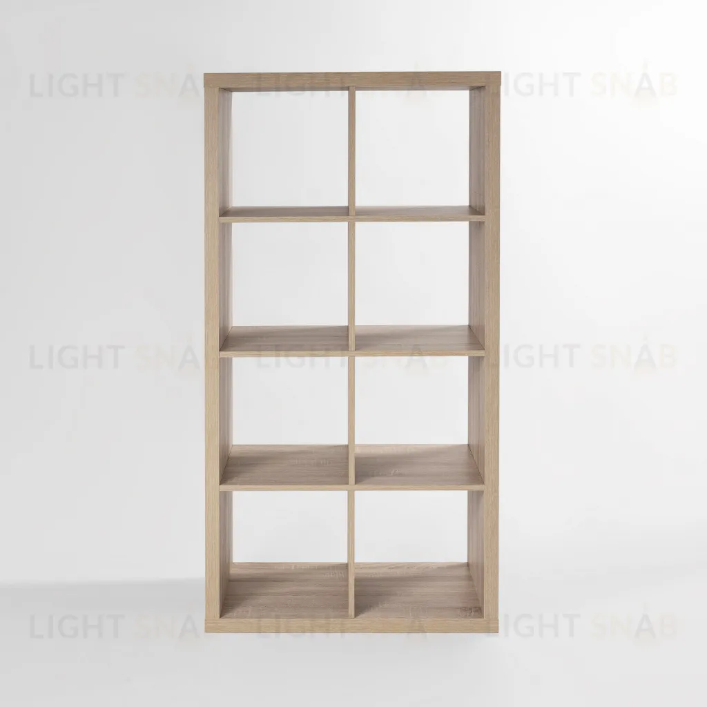 Стеллаж Фора 8, прямоуголной формы с двумя рядами ячеек, тамбурат, цвет дуб беленый S00654
