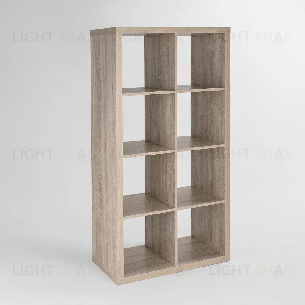 Стеллаж Фора 8, прямоуголной формы с двумя рядами ячеек, тамбурат, цвет дуб беленый S00654