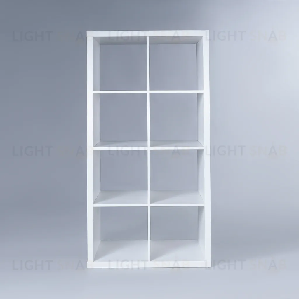 Стеллаж Фора 8, прямоуголной формы с двумя рядами ячеек, тамбурат, цвет белый S00036