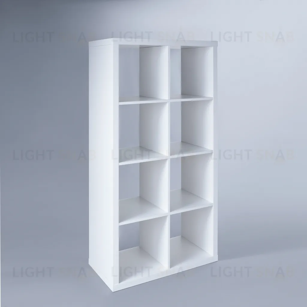 Стеллаж Фора 8, прямоуголной формы с двумя рядами ячеек, тамбурат, цвет белый S00036