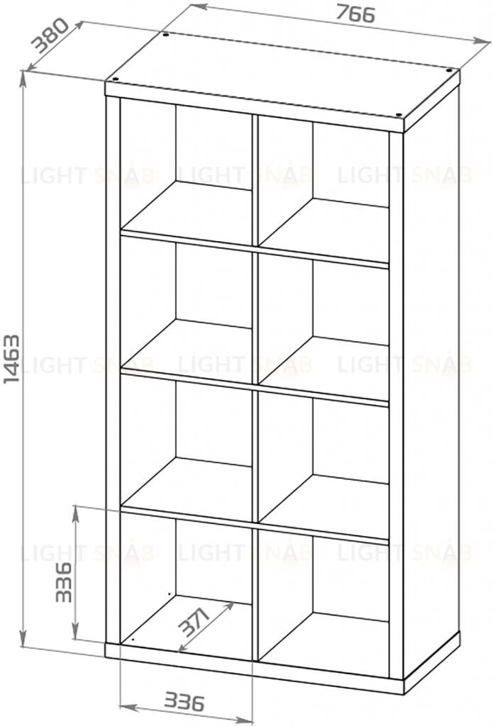 Стеллаж Фора 8, прямоуголной формы с двумя рядами ячеек, тамбурат, цвет белый S00036