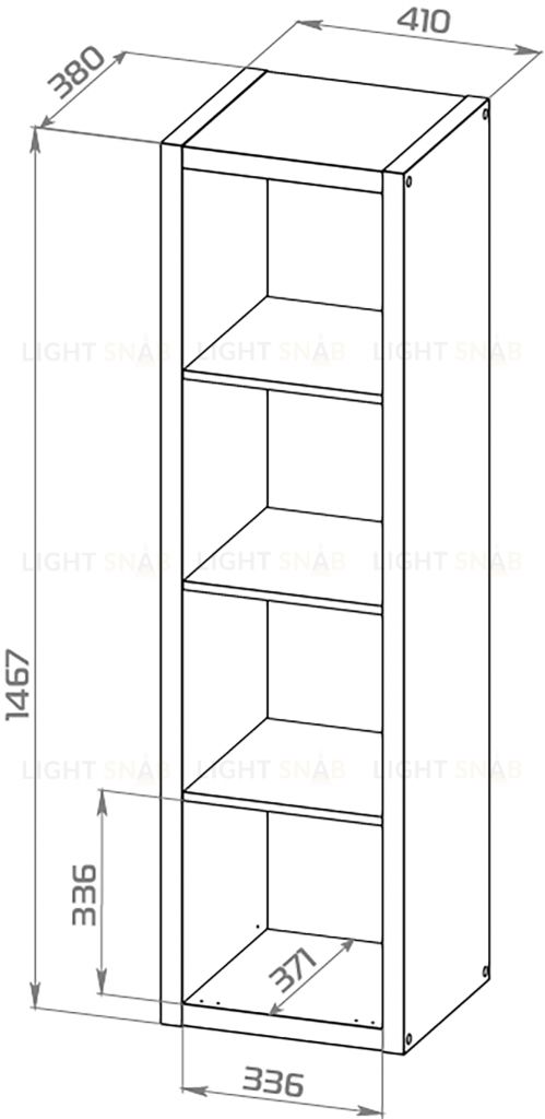 Стеллаж Фора 4 с четырьми открытыми ячейками, тамбурат, цвет белый S00623