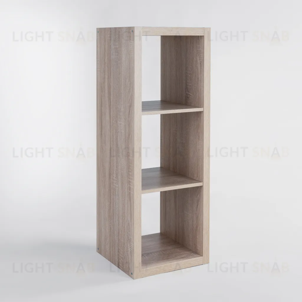 Стеллаж Фора 3, с тремя открытыми ячейками, тамбурат, цвет дуб беленый S00616