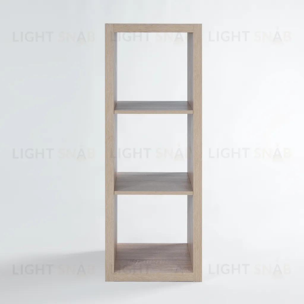 Стеллаж Фора 3, с тремя открытыми ячейками, тамбурат, цвет дуб беленый S00616