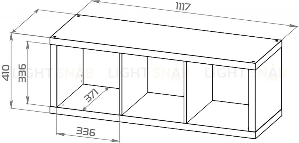 Стеллаж Фора 3, с тремя открытыми ячейками, тамбурат, цвет белый S00012