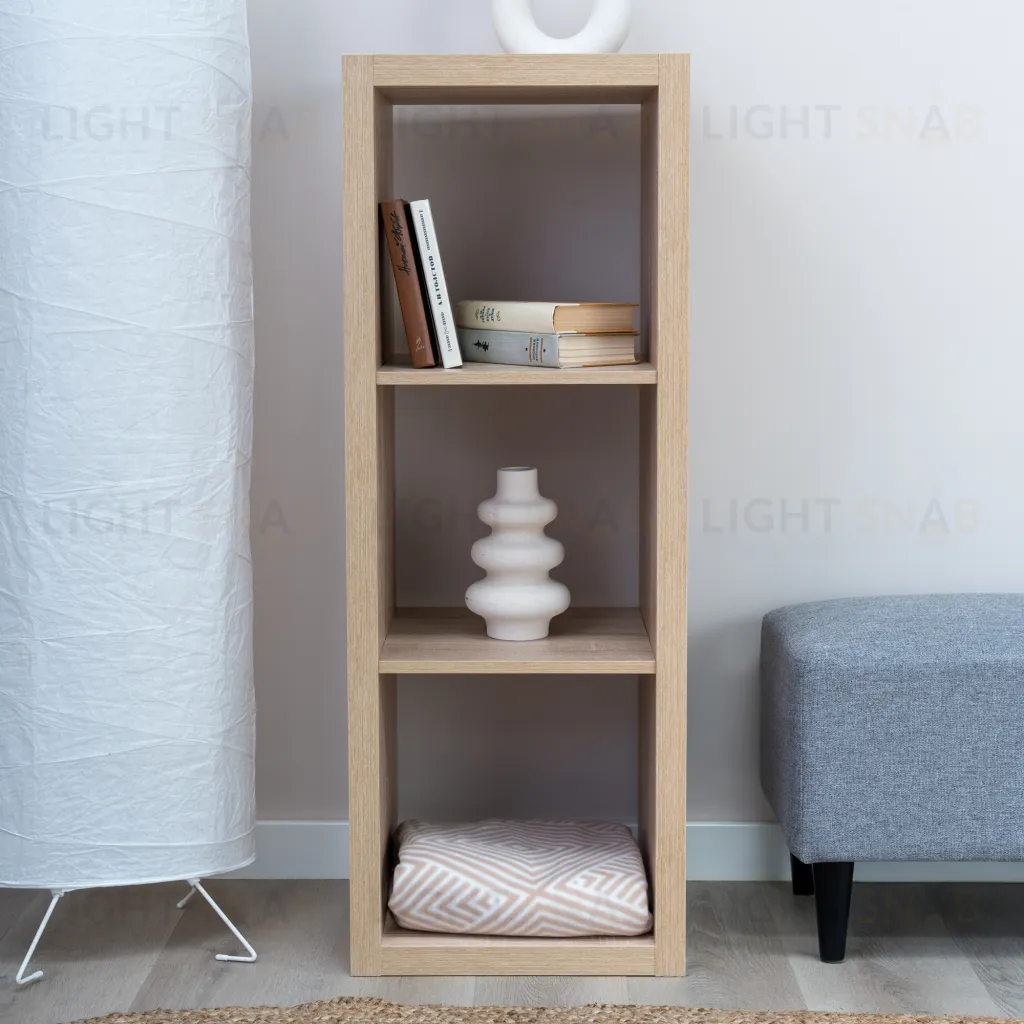 Стеллаж Фора 3, с тремя открытыми ячейками, тамбурат, цвет дуб беленый S00616