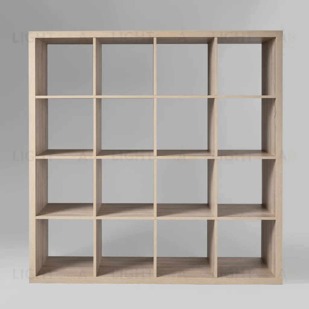 Стеллаж Фора 16, широкий стеллаж с открытыми ячейками, тамбурат, цвет дуб беленый S00685