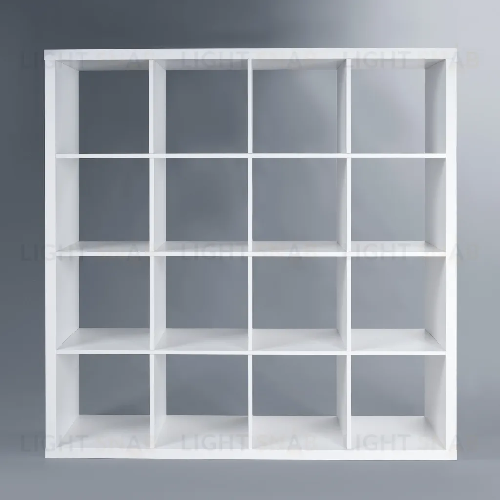 Стеллаж Фора 16, широкий стеллаж с открытыми ячейками, тамбурат белого цвета S00678