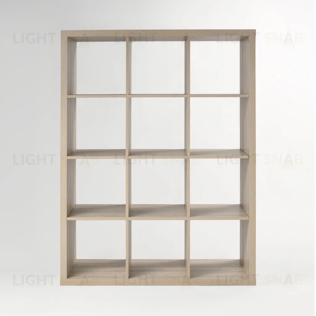 Стеллаж Фора 12, широкий стеллаж с открытыми ячейками, тамбурат, цвет дуб беленый S00661