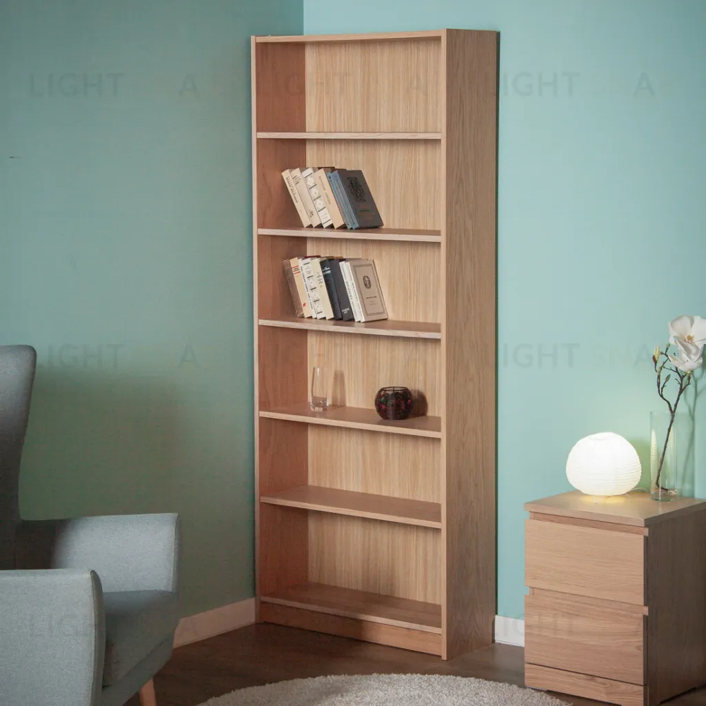 Стеллаж Варма 80, высокий с шестью полками, цвет дуб белёный S00371