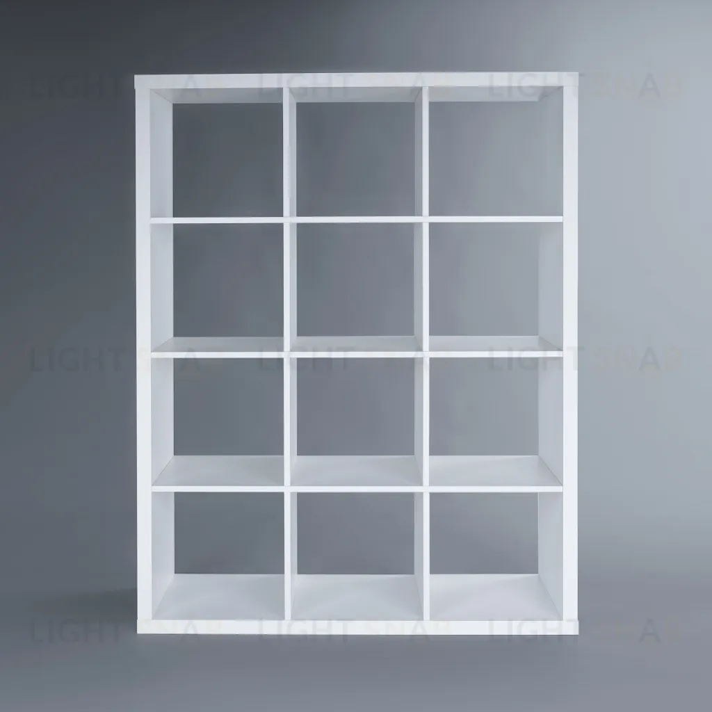 Стеллаж Фора 12, широкий стеллаж с открытыми ячейками, тамбурат, цвет белый S00043