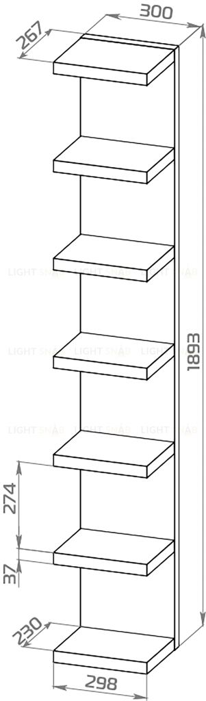 Полка настенная Фора 190Е, цвет дуб беленый S00784