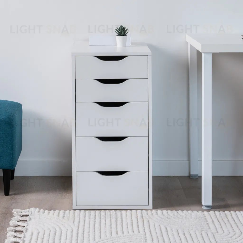 Комод Ингар белый с пятью выдвижными ящиками S00388