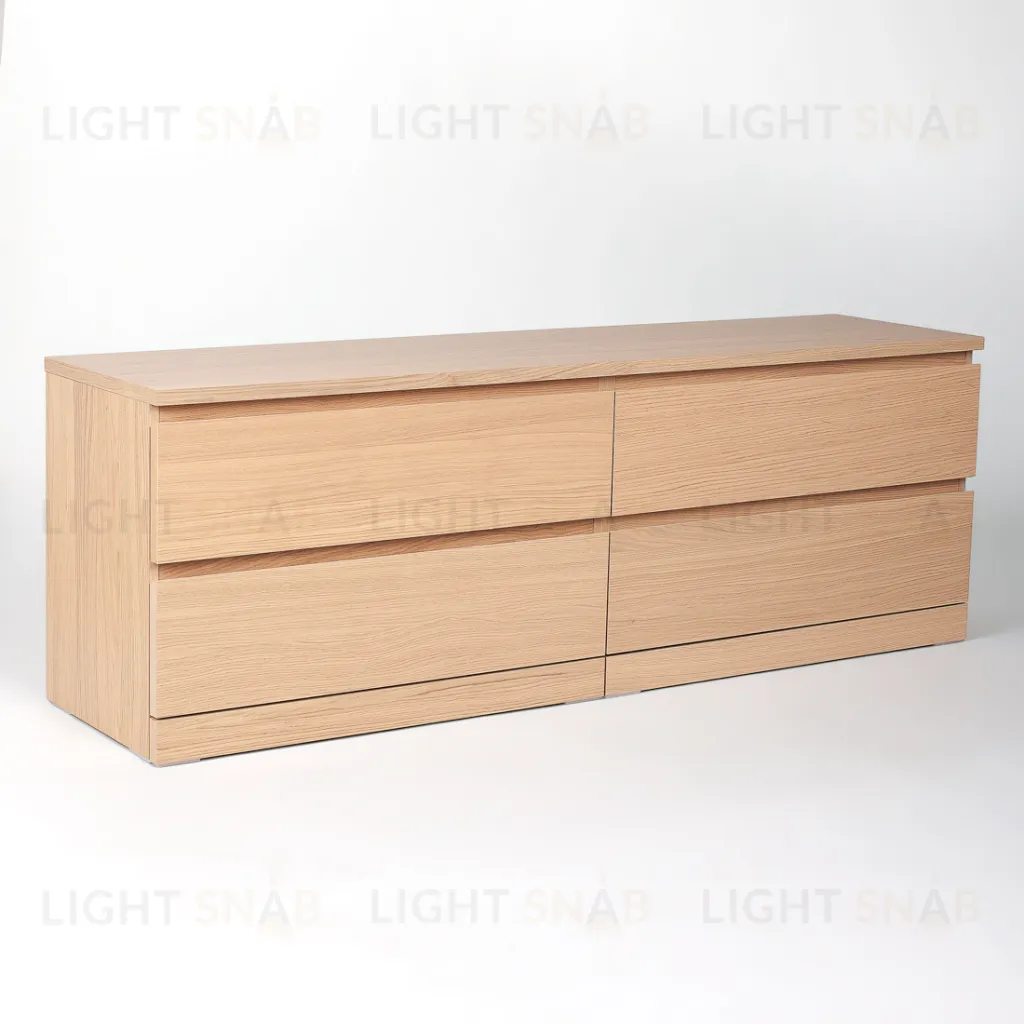 Комод Варма 4Д низкий с четырьмя выдвижными ящиками, цвет дуб белёный S00289