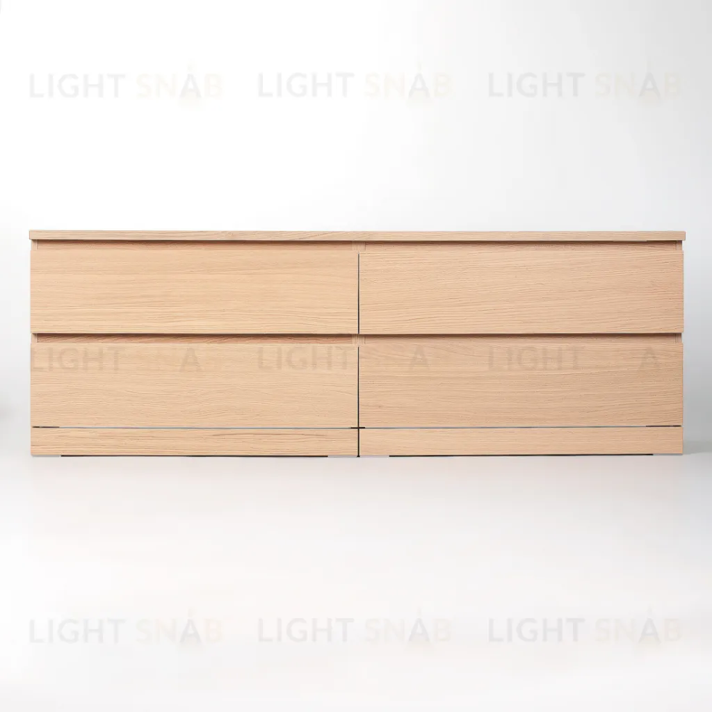 Комод Варма 4Д низкий с четырьмя выдвижными ящиками, цвет дуб белёный S00289