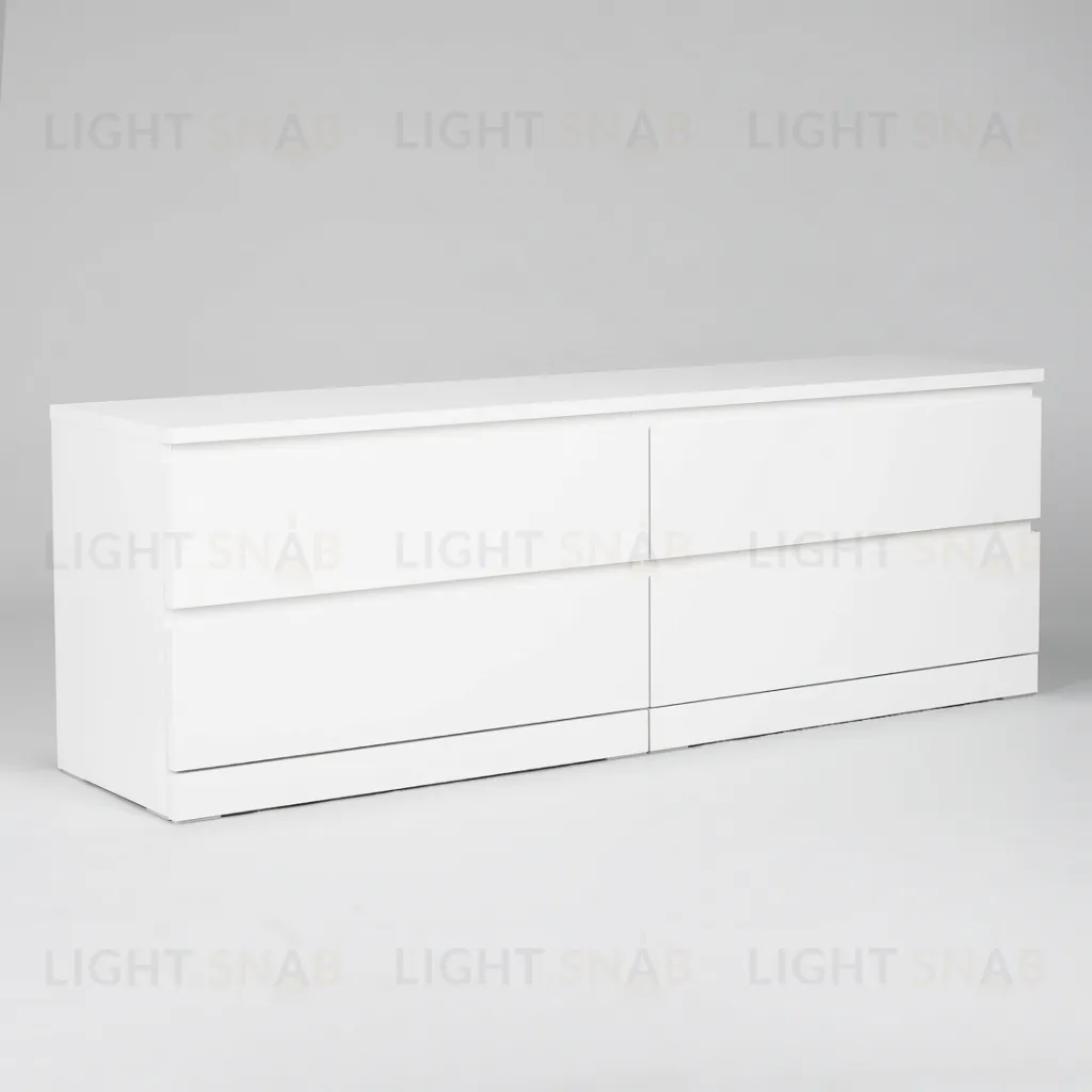 Комод Варма 4Д низкий с четырьмя выдвижными ящиками, цвет белый S00265