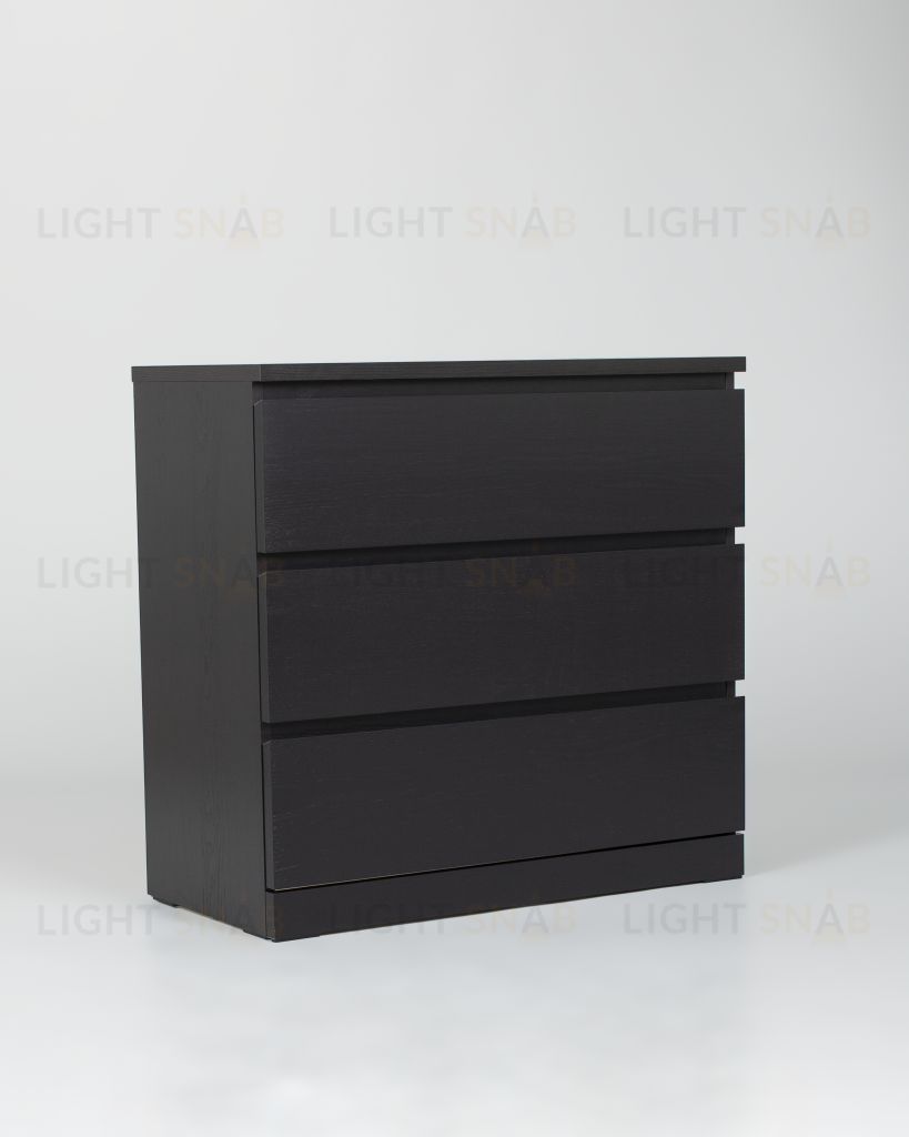 Комод Варма 3 с тремя выдвижными ящиками, цвет ясень черный S00210