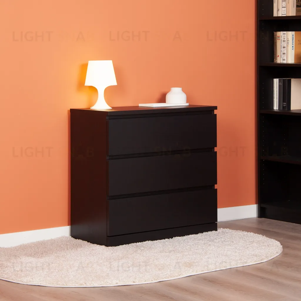 Комод Варма 3 с тремя выдвижными ящиками, цвет ясень черный S00210