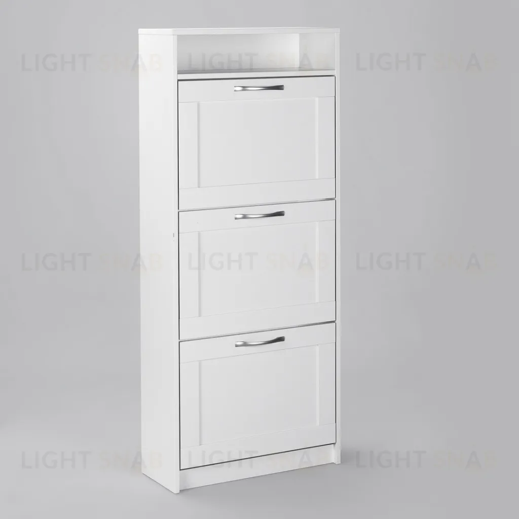 Тумба СИРИУС с нишей и тремя откидными полками для обуви, цвет белый 2.02.10.440.1