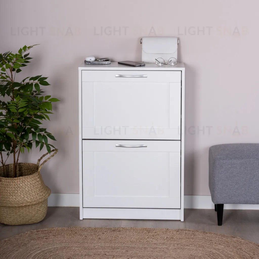 Тумба СИРИУС с двумя откидными полками для обуви, цвет белый 2.02.10.430.1