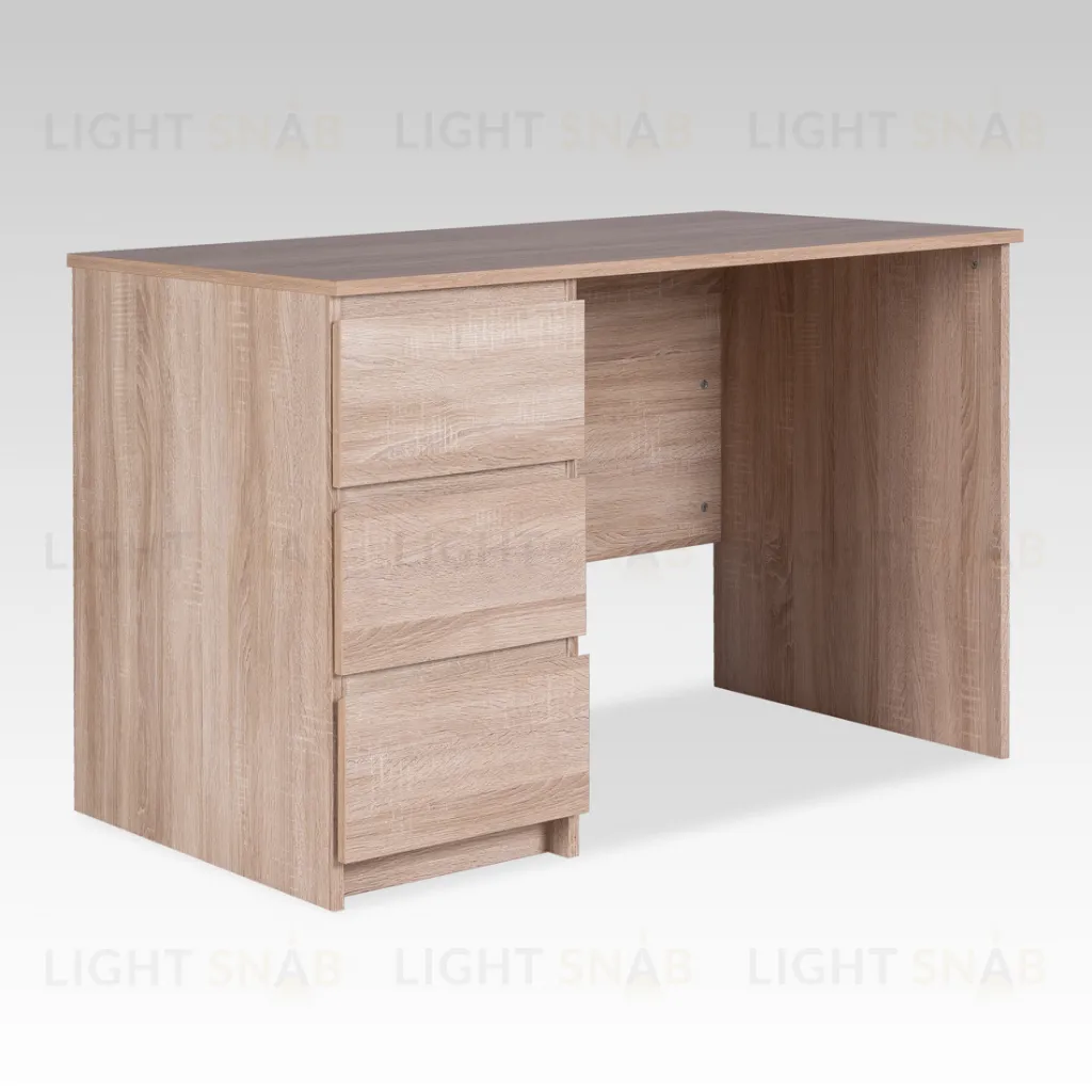 Стол КАСТОР письменный однотумбовый с тремя ящиками, цвет Дуб Сонома 2.03.06.090.3