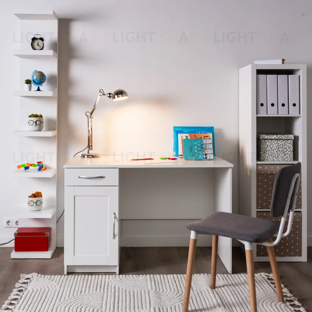 Стол КАСТОР письменный с одной тумбой и одним ящиком, цвет белый 2.03.06.030.1