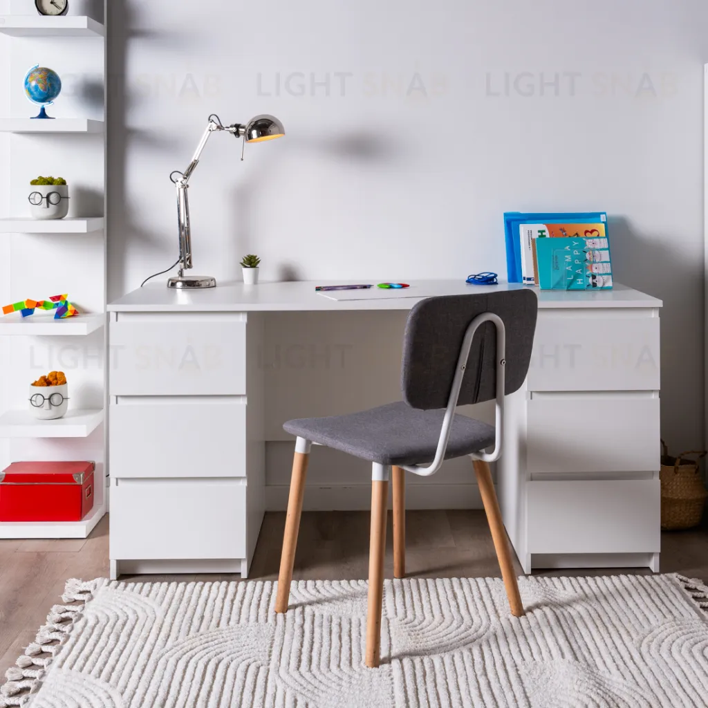 Стол КАСТОР письменный двухтумбовый с шестью ящиками, цвет белый 2.03.06.040.1