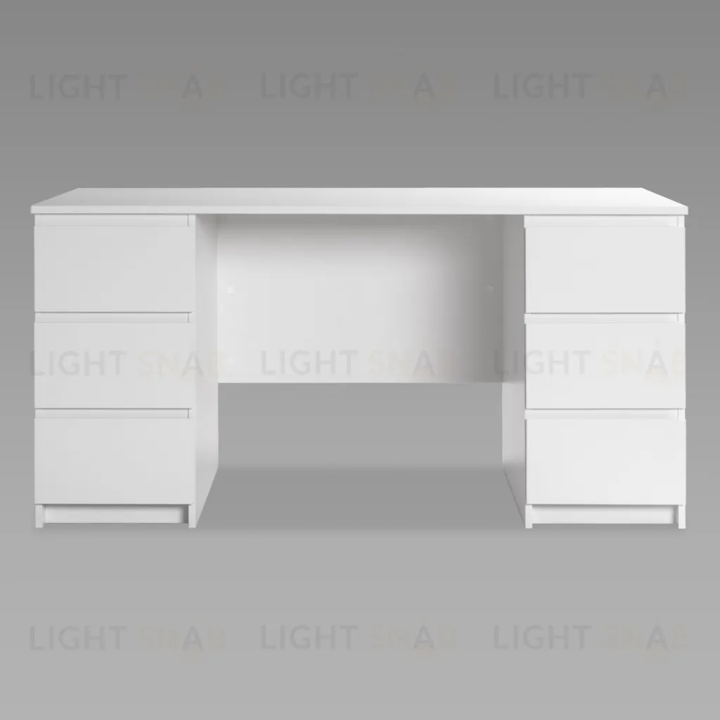 Стол КАСТОР письменный двухтумбовый с шестью ящиками, цвет белый 2.03.06.040.1
