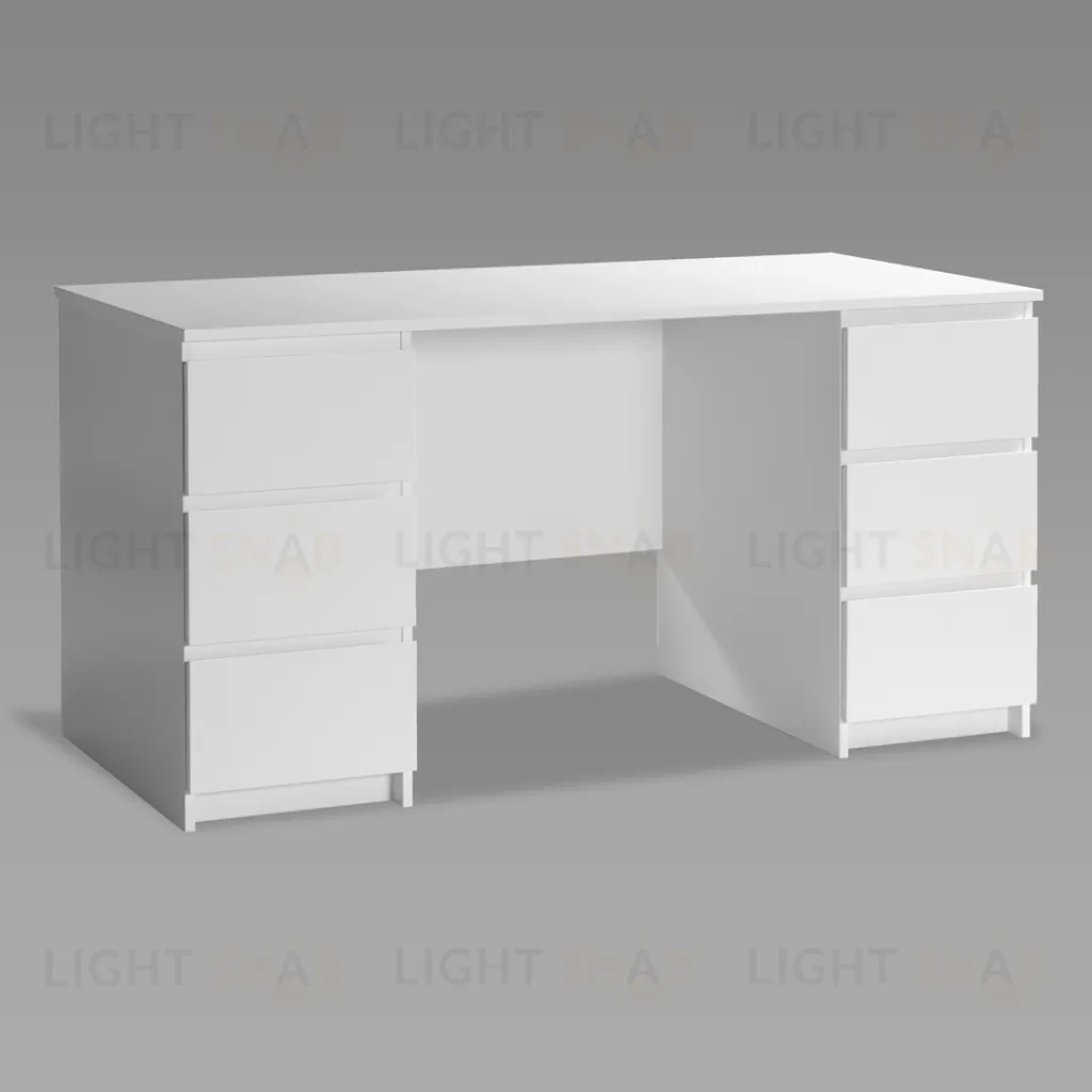 Стол КАСТОР письменный двухтумбовый с шестью ящиками, цвет белый 2.03.06.040.1